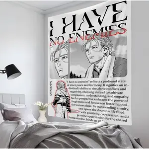 Anime Comics Tapestry Room Decor V-Vinland Sagas Wall Cloth Party Hanging Background Room Decor Baby Room 60X40 Linen Decorative