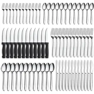 72-Pieces Silverware Set for 12, Flatware Set with Steak , Stainless Steel Cutlery Set, Include Forks Spoons and  Set, Dishwasher Safe Utensil Sets for  Restaurant