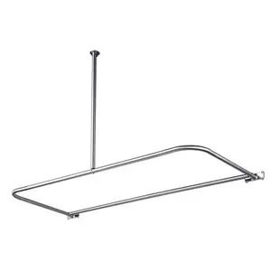 212 MAIN Solid Brass D-Shape Shower Rod for Shower Curtains, 62x28 in, Polished Chrome, CC3131 Model