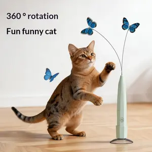 Automatic Rotating Butterfly Cat Toy, Rechargeable Suction Cup Cat Wand, Interactive Pet Entertainment Device, Indoor Play for Cats