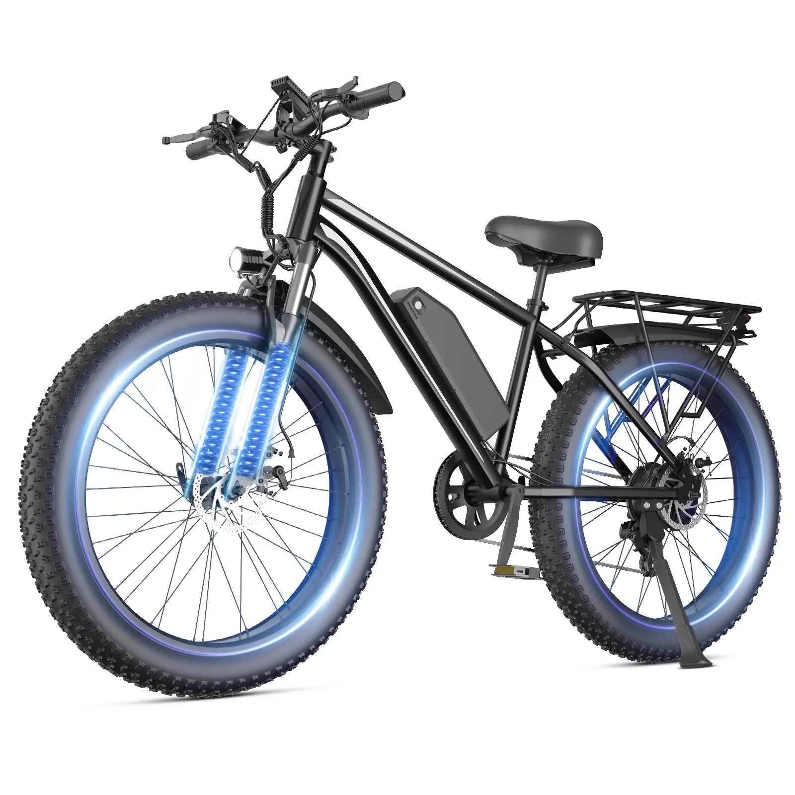 【DUDTN】Peak 1500W brushless motor,48V15AH detachable battery(36–60mi range).20×4.0" fat tires,32MPH top speed,80N·m torque,30° climb.Full suspension,hydraulic brakes,LED lights.Dual charging,LCD,7-speed,330LBS load,bike 65LBS