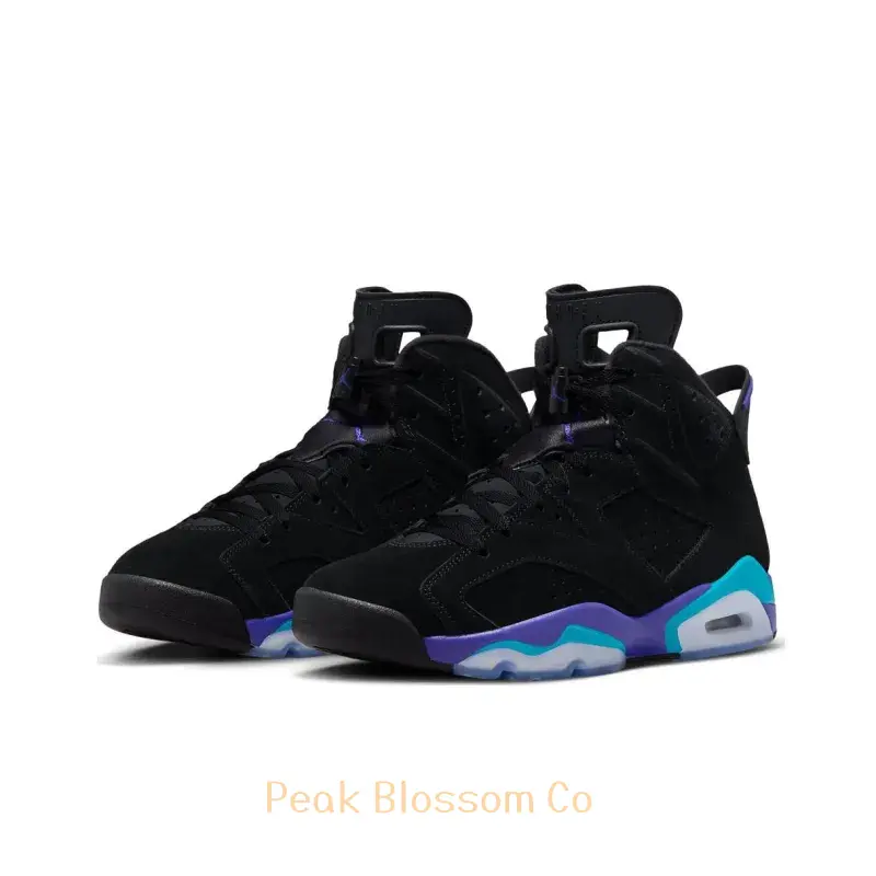 Black, Purple, and Blue Gradient High-Top Retro Basketball Shoes with Nubuck Upper and Translucent Outsole