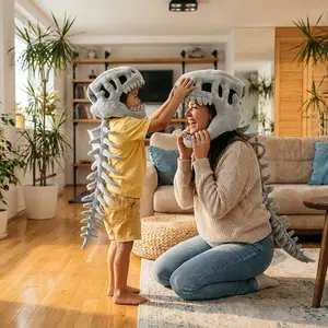 Dinosaur Skeleton Costume Headpiece&Dinosaur Skeleton Plush Wearable Pilow-Fun Role-Playing,Soft Cosplay Accessory, Photo Prop, PartyDecoration,Creative Gift for Kids, Families &Dinosaur Fans