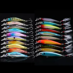 20pcs Laser Plastic Minnow Fishing Lures Wobblers for Bass Pike Charkbaits Swimbaits Professional Bait
