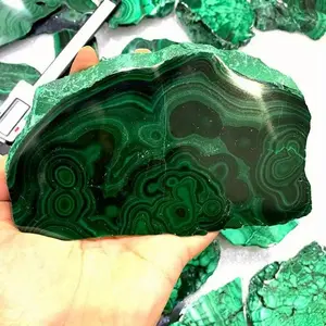 Polished Raw Malachite Slice Stone - 1pc Home Decor Statue Figurine & Decorative Plate, Suitable for Kids' Birthday & Holiday Gifting, Local Warehouse Stock, Holiday Gift