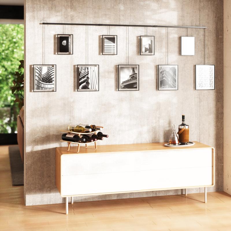 Umbra Exhibit Photo Display, Multi-Photo Wall Decor with 9 Hanging Gallery Frames, Customizable Layout Metal Traditional