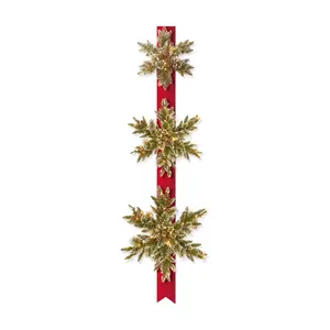 77" Glittery Bristle Pine Triple Snowflake Prelit Door Hanger