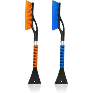 27"  Snow Brush and Ice Scrapers for  Windshield (2 Pack) | Scratch Free Bristle  Snow Brush & Tough Window Snow Scraper with Aluminium  | Snow Removal Winter  Accessories