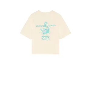 Y,IWO Coming Soon Me Crop Tee in Cream & Teal