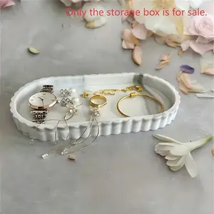 Wavy Edge Silicone Jewelry Tray, Nordic Marble Pattern Storage Plate, Desktop Perfume Cosmetic Organizer Tray, Entrance Key Sundries Storage Tray, Luxury Decorative Ornament for Bedroom