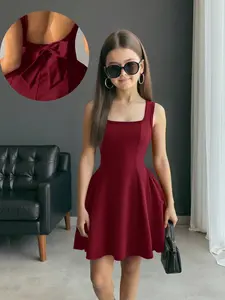 Bow Backless Sleeveless A-Line Formal Birthday Party Dress, Fit, Cute Butterfly Knot Design, Perfect for Parties and Special Occasions, Spring