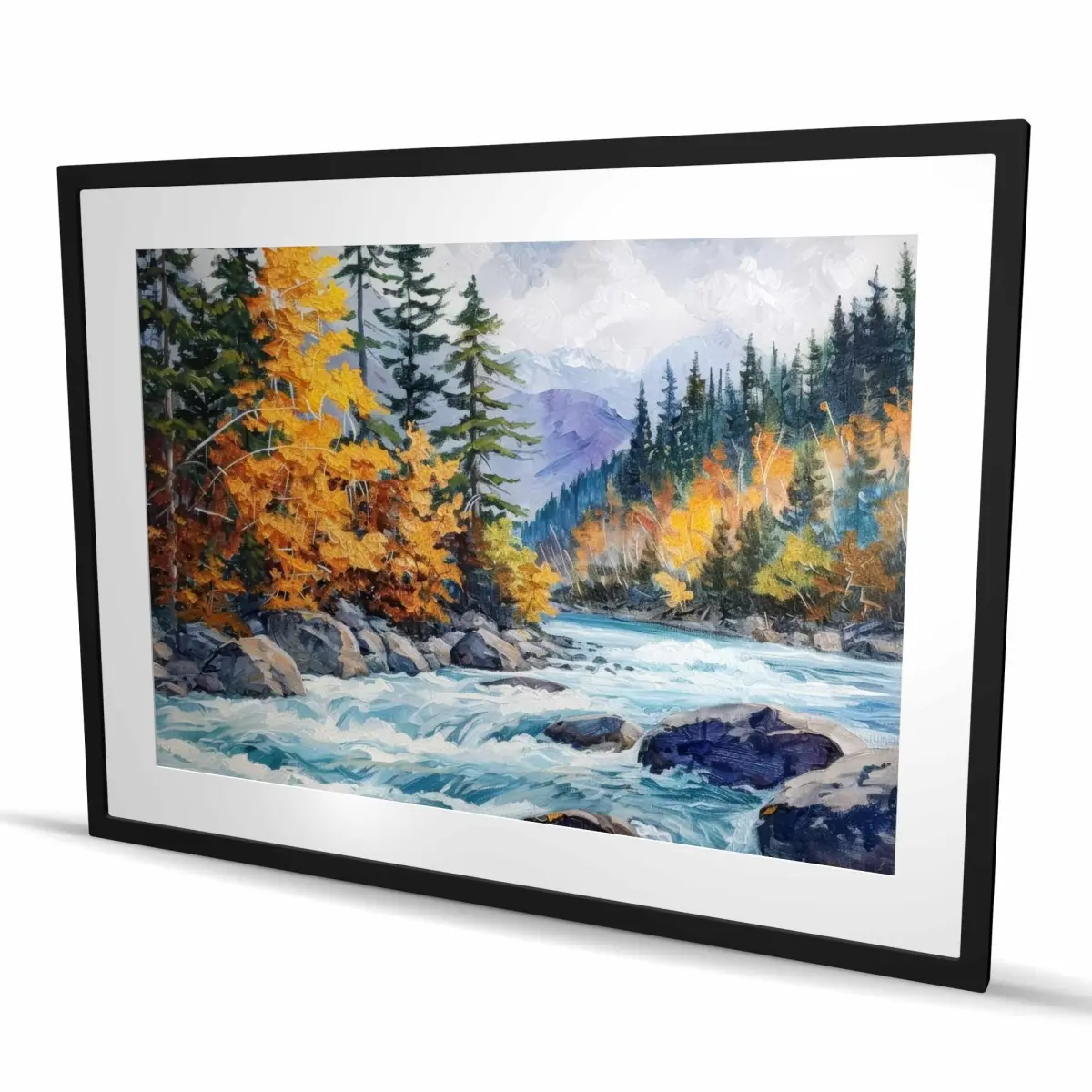Begin Home Decor C1FM3648KRDJRY 36 x 48 in. Rapids - White Framed Matted Print Wall Art for Home Decor - Art Firm