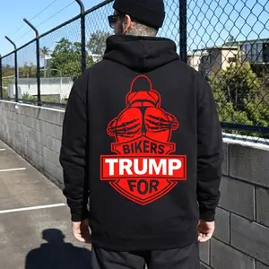 Bikers for Trump Hoodie | Oversized Streetwear Graphic Back Print | Unisex Pullover Gift