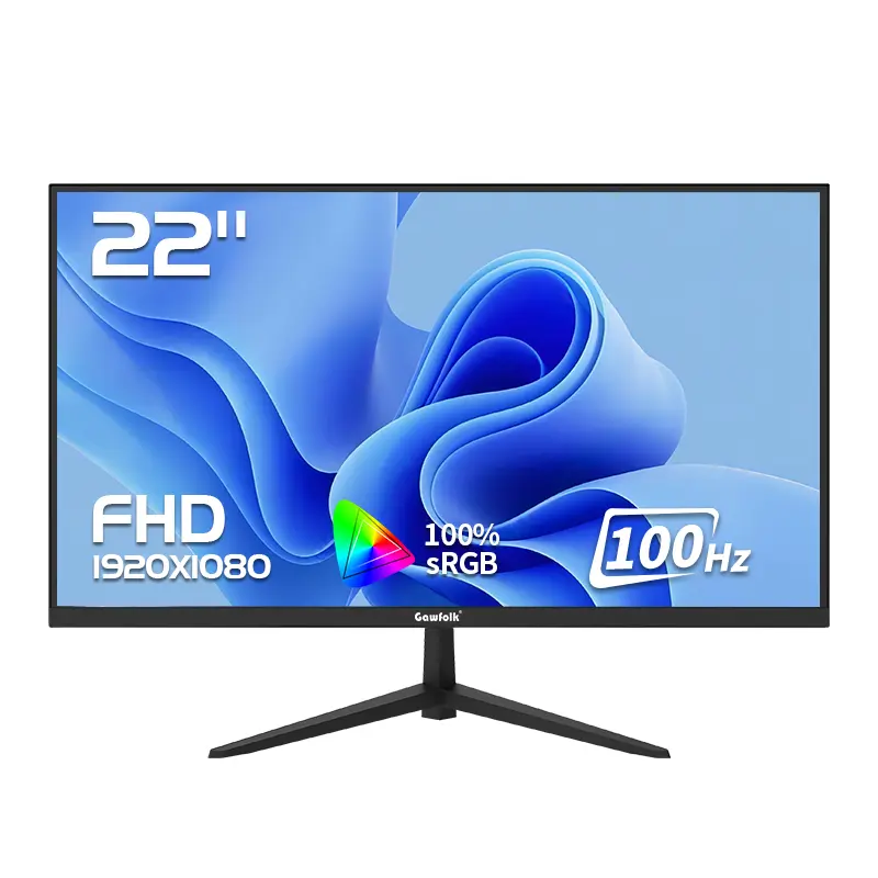 Gawfolk 22-Inch FHD 1080P Desktop Monitor, 100Hz Smooth Refresh Rate, 95% sRGB Wide Color Gamut, 3000:1 High Contrast Ratio, HDMI Input, Ideal for Home Office & Daily Entertainment, Monitors