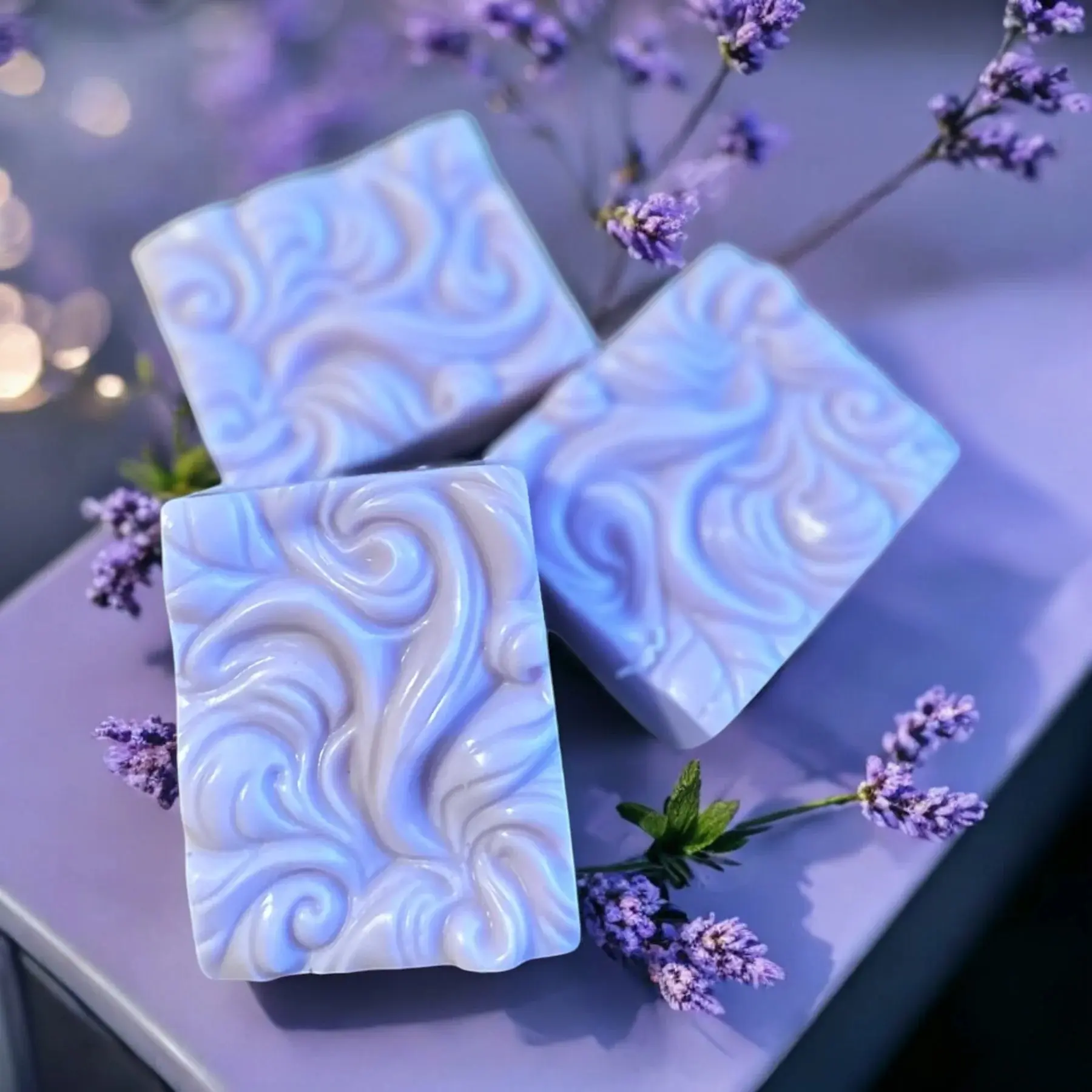 Lavender & Jasmine Floral Shampoo Bar - Natural Coconut Scalp Treatment Cleanser, Calming, Nourishing, Scalp-Friendly for 360 Waves, Healthy Hair