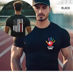 Proud Autism Dad American Flag 2 Side Shirt, Autism Awareness Gift, Autism Warrior Shirt, Gift For Dad, Fathers Day Tee, 4th Of July Shirt