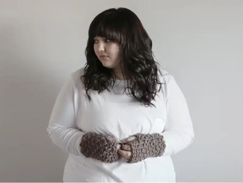 Taupe Brown Handmade Crochet Fingerless Gloves