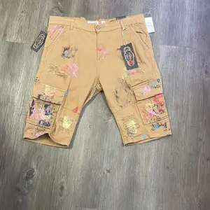 Tan Paint Splatter Men's Shorts - Casual Style with Colorful Splatter Patterns, Ideal for Men's Wear - Menswear, Tropical