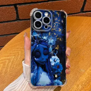Blue Elf Vanda Pattern Smartphone Case for iPhone16 Girls 15/14/13/12/11 Light Luxury Xs Bare Metal Feel Pro Ultra-thin Max Plus Silicone Soft Drop-proof Shockproof Protection Boys Screen Protector Case 30X-L0388