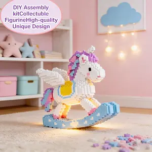 Sweetheart Rocking Horse 3D Puzzle Building Block Ornament for Home and Office Decor, Ideal Gift for Holidays and Special Occasions