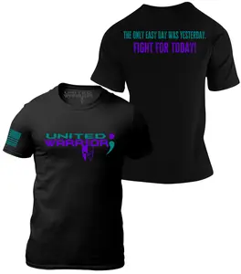 United Warrior Suicide Awareness Semicol T-Shirt - Fight For Today Motivational Message on Black Tee