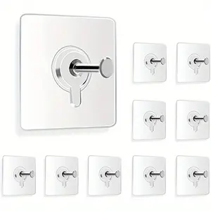 10pcs Self-Adhesive Wall Hooks, 5.9KG Capacity, No Nails Needed for Hanging Pictures, Towels & More - Easy Installation, Damage-Free Design, White Plastic Material, Hooks for Hanging Things Wall, Home Storage Hook