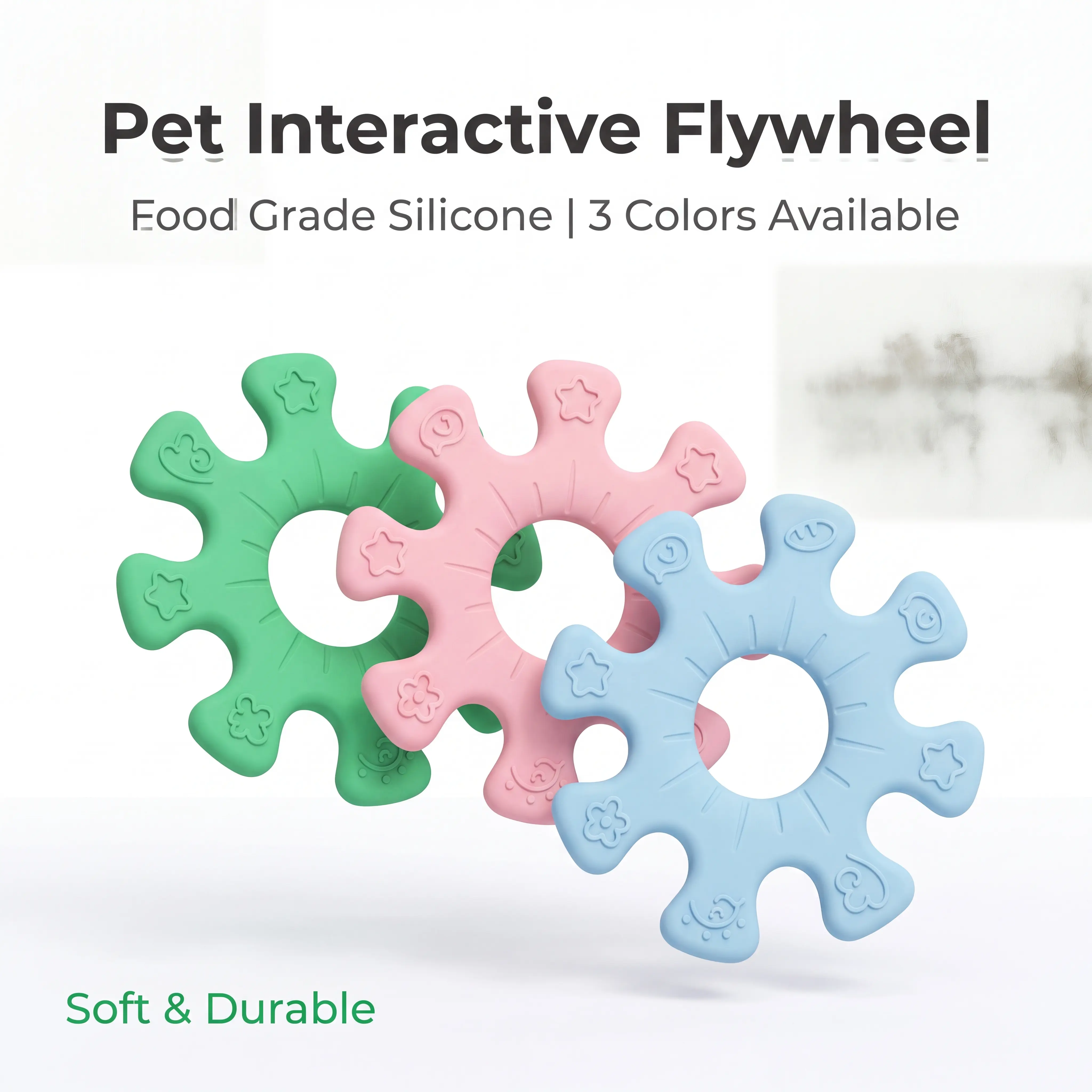 Interactive Dog Flywheel Toy - Food Grade Silicone Flying Disc Toy for Small Medium Dogs, Durable Puppy Teething & Training Toy, Boredom Relief Pet Fetch Toy