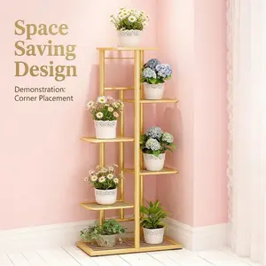 6-Tier Metal Plant Stand, Heavy Duty Indoor Outdoor Flower Pot Rack, Space-Saving Multi-Level Plant Shelf for Balcony, Garden, Living Room Decor, Rust-Resistant Durable Iron Plant Display Rack, Easy Assembly Storage Organizer girl