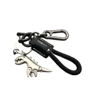 2026 New Motorcycle Decoration Accessories and Car Keychain Single Leather Woven Rope Metal Keychain Handbag Pendant Small Gift