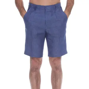 100% Linen  Casual Flat front Dress Shorts