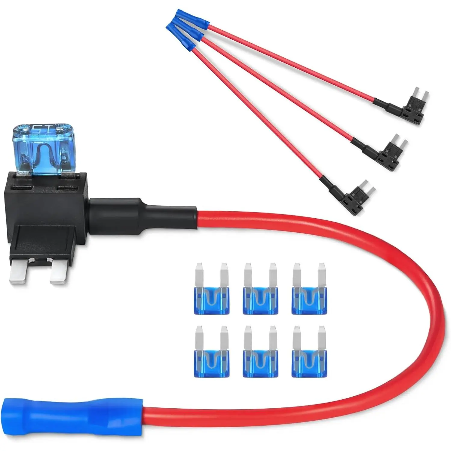 VEVOR Fuse Tap, 24 Packs, 4 Types 12V Car Add-a-Circuit Fuse Tap Adapter, Standard Mini Micro2 and Low Profile Mini Blade Fuses Holder, ATO ATC ATM Fuses Adapter Jumper for Cars Trucks Boats