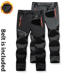 2PCS Autumn Winter Casual Work Pants Men Straight Carpenter Pants With Fleece Lined Thick Quilted Zip Up Outdoor Working Pants Snowproof Skiing Hiking Gear For Men wear daily