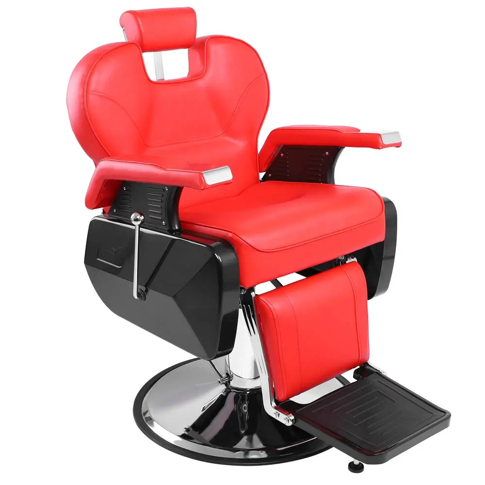 OmySalon Reclining Barber Chair - Hydraulic Pump, 360-Degree Swivel, Adjustable Hydraulic Lift, Heavy-Duty Easy-to-Assemble Commercial Salon Furniture for Hairdressing