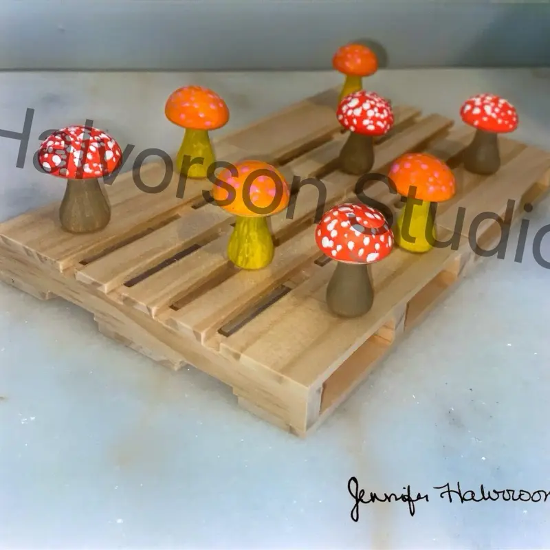 Halvorson Studio Presents Emotional Support Car Dash Mushrooms With Colorful Mushroom Figures and Double Side Rubber Sticker