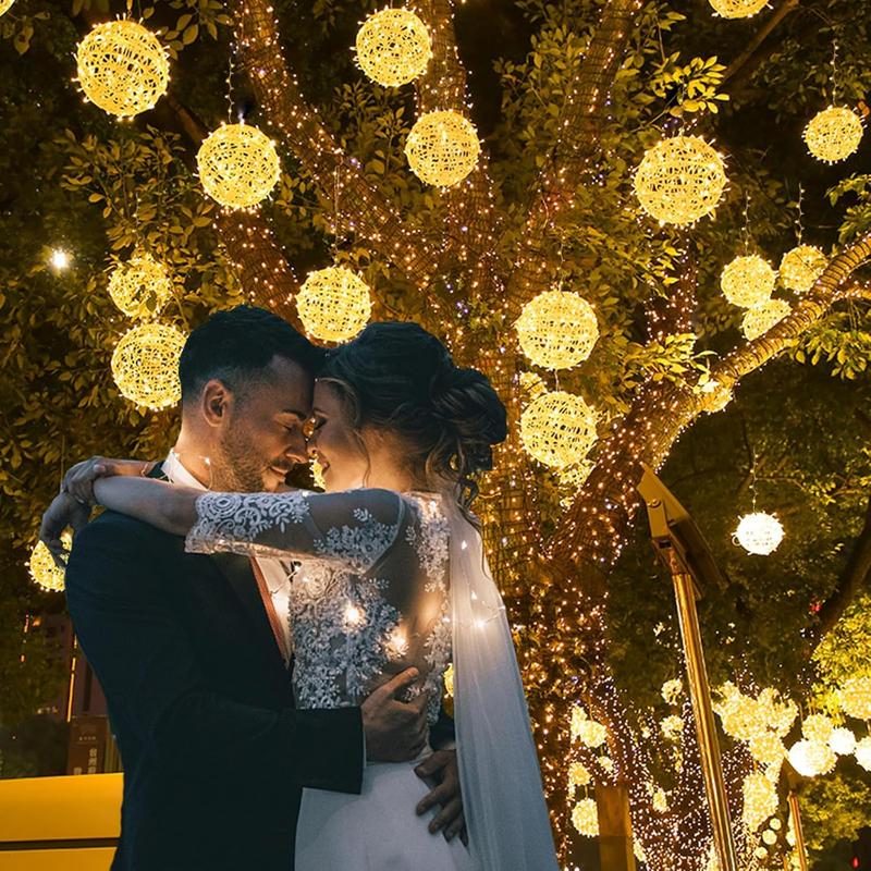 Outdoor Christmas Balls Lights Tree Lights Waterproof, 4 Pack 7.87" LED Hanging Globe Sphere Lights with 8 Lighting Modes Memory Timer Plug for Party Wedding Xmas Porch Patio Garden Yard Decorations