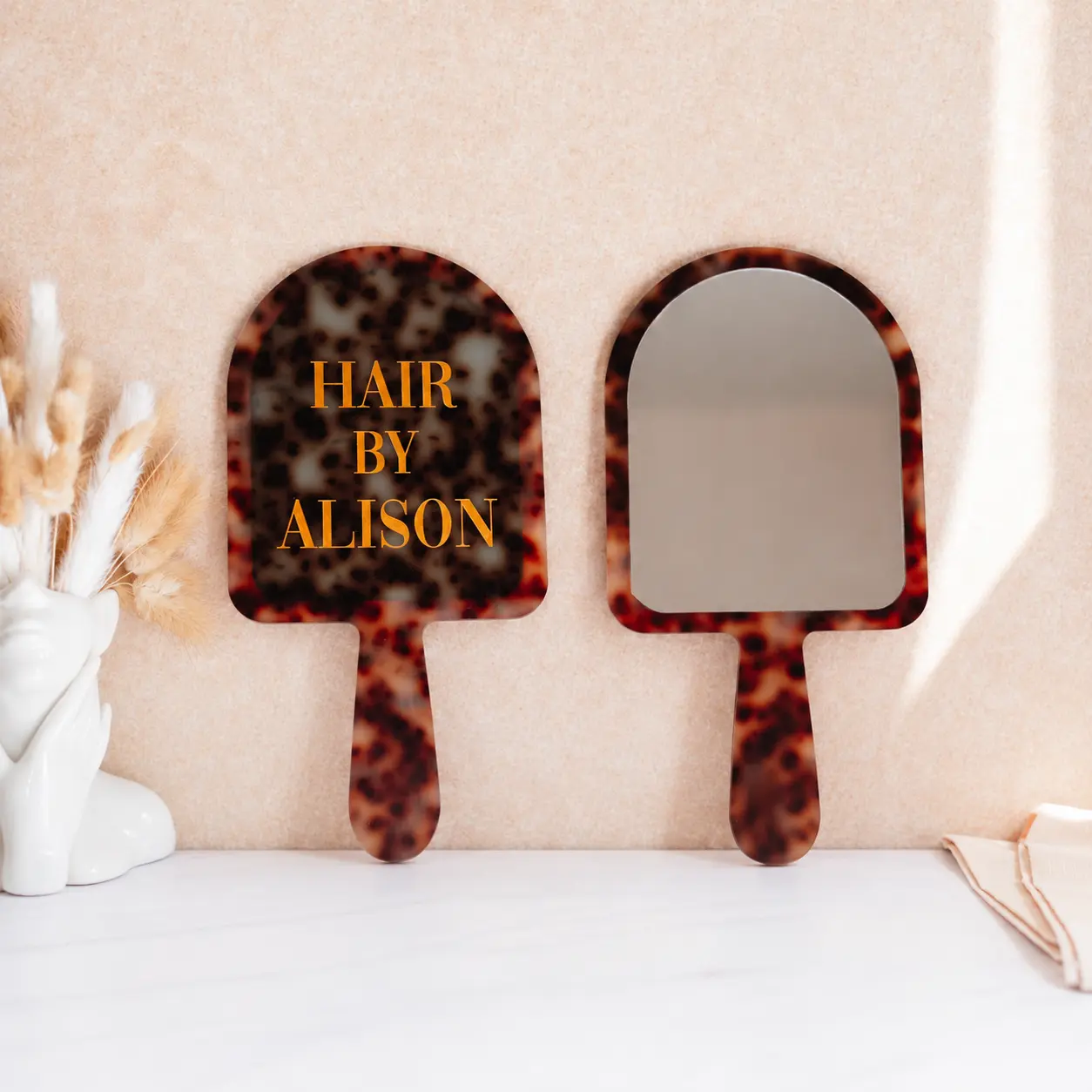 Personalized Acrylic Beauty Mirror | Custom Logo Hand Mirror for Lash Tech, Esthetician, Makeup Artist & Studios Branding Gift, Salon Decor