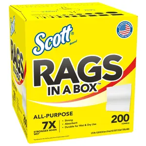 KCC75260 Scott Rags in A Box Towels, Lightweight Disposable Cleaning Cloths for Home Care, Absorbent Home Supplies for Quick Clean Tasks