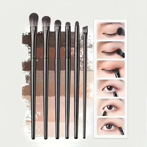 6-Piece Soft Eyeshadow Brush Set for Eye Makeup, Silk Line Blending Detail Brushes, Precision Application Tools, Cosmetic Brush Set, Makeup Brush Kit