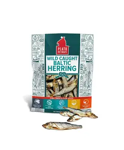 Plato Wild-Caught Baltic Herring Dog Treats | Single-Ingredient Whole Fish | Omega-3 Skin & Coat Support | Air-Dried Grain-Free | Natural High-Protein