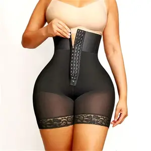 Strapless Fajas for Women Tummy Control Body Shaper Shorts with Butt Lifter & Zipper Crotch High Waist Lace Trim
