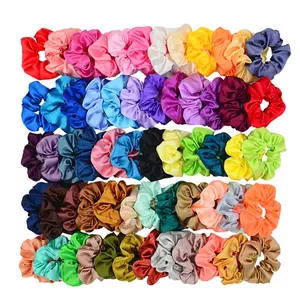 60 Colors Silk Large Satin Hair Scrunchies Elastic Hair Bobbles Ponytail Holder Hair Scrunchy Vintage Hair Ties Accessories for Women,Girls