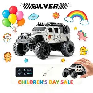 Perfect Children's Day Gift,1:64 Mini RC Jeep Truck Toy Gift,  Alloy Body Remote Control Car with LED Lights, 2.4GHz Wireless Control, Adjustable Speed & Steering