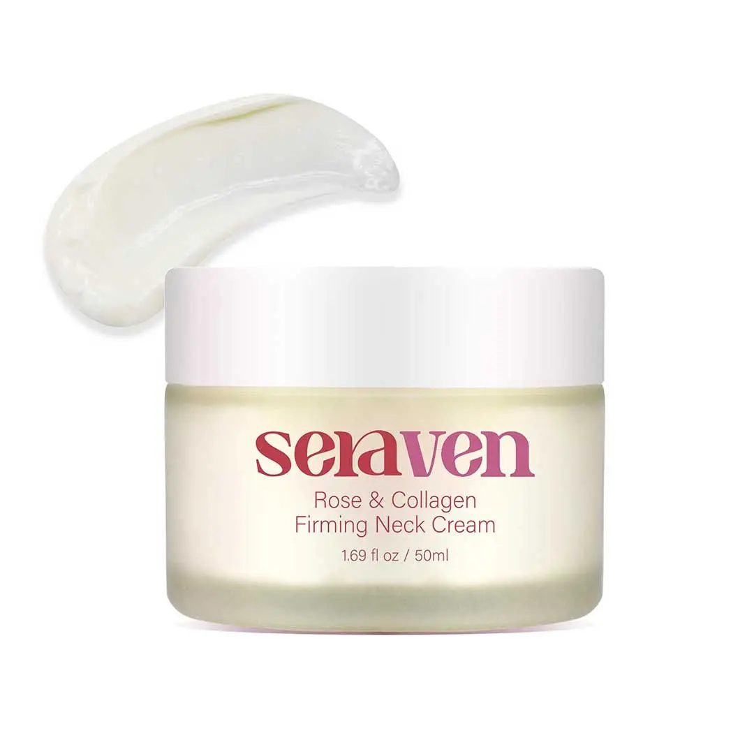 Seraven Rose & Collagen Firming Neck Cream,Moisturizing,Vegan, Fragrance-Free, 24H Lift & Hydration, Targets Tech Neck Lines & Sagging Skin, anti wrinkle moisturizer