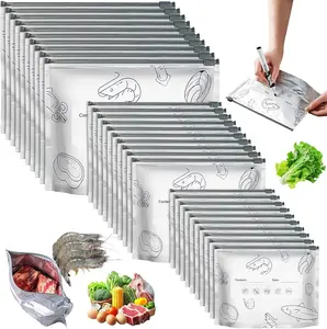 30PCS Aluminum Foil Sealable Storage Bags, Stand Up Foil Bags with Label and Zip Lock for Food Storage (3 Sizes)