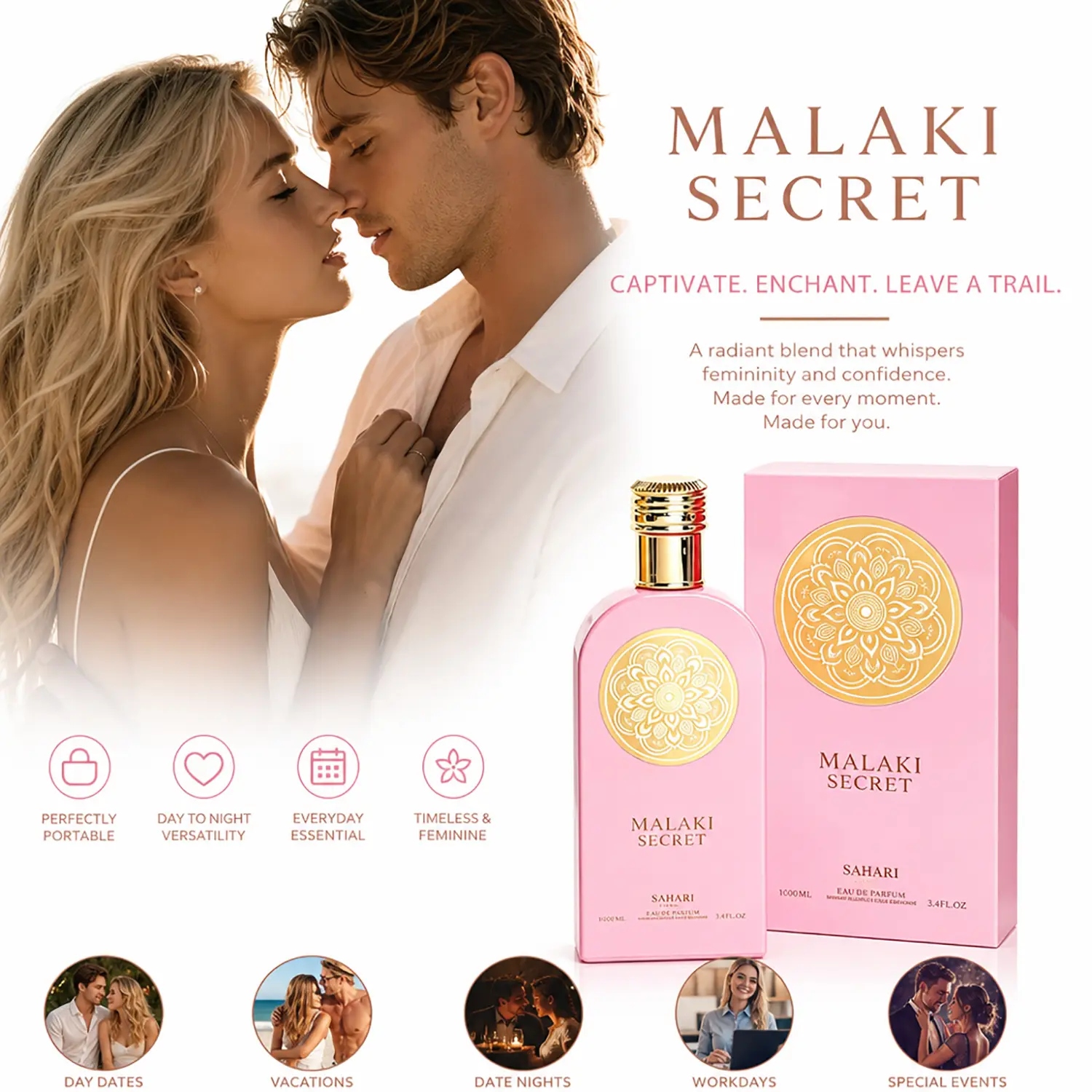 Women's Pheromone Perfume | With Pheromone Formula, Long Lasting, Floral Fruity Woody Scent | Designed for Her - Make Him Addicted & Share a Wild, Wonderful Night | Perfect Lunar New Year & Diwali Gift Set for Her 100ml/3.4fl.oz