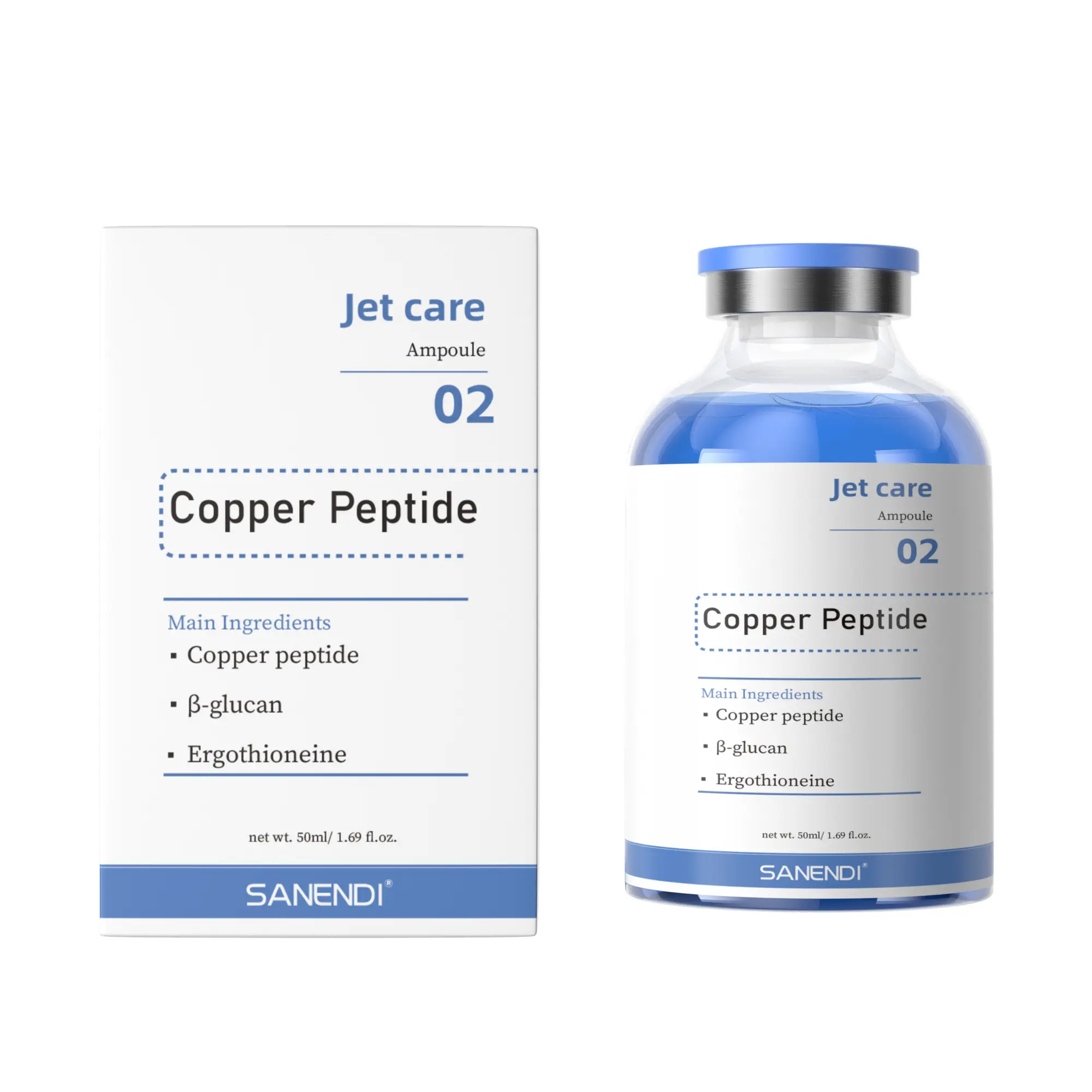 SANENDI Jet Care 02 Copper Peptide Ampoule Serum, 50ml Antioxidant Repair Booste