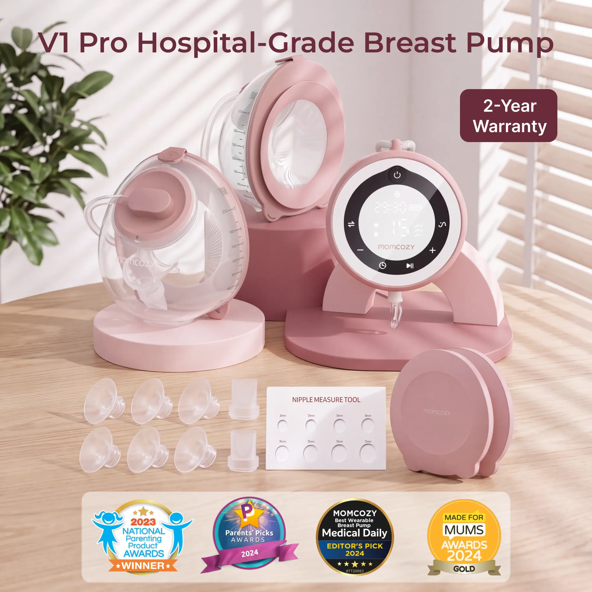 Momcozy V1 Pro &V2 Pro Wearable Breast Pump, Hospital-Grade Pocket Primary Pump, Hands-Free Portable Pump with Lightweight Visible Cups for Real Milk Removal