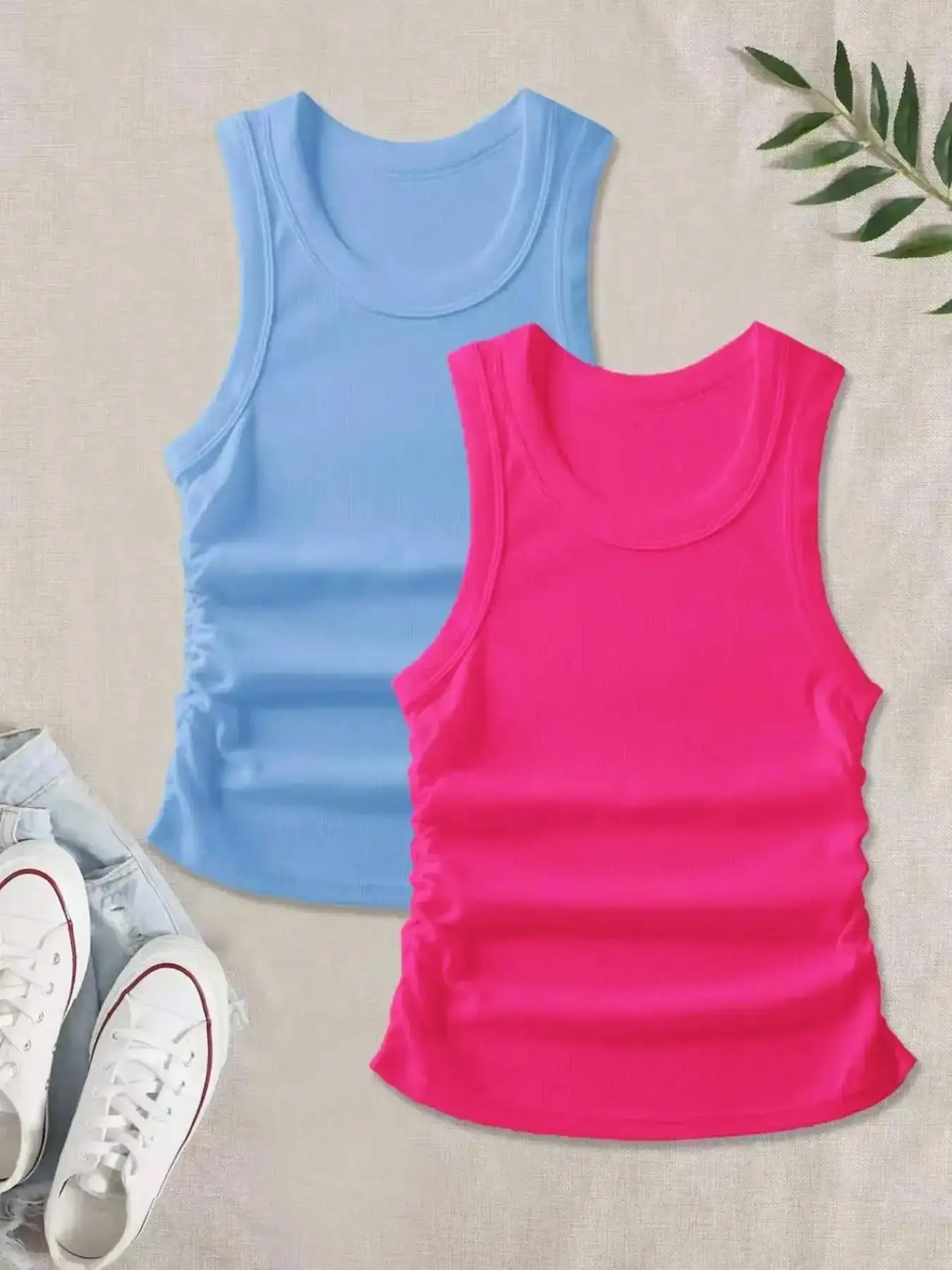 Women's Flattering Casual Breathable Sleeveless Vest Set, Comfortable Elastic Side Straps, Fitted All Season Underwear, Pack of 3, coordinated look, matching ensemble, effortless pairing