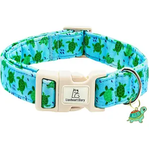Dog Collar Blue Sea Turtles Dogs Collar Spring Summer Cute Collars Dog Boy Girl Soft Durable Adjustable Dog Collars for Small Dogs Pet Gift