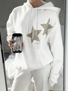 Women's Fashion Loose Fit Star Print Hoodie, Casual Fall & Winter Sweatshirt, Versatile Stars Pattern, Comfortable Daily Wear